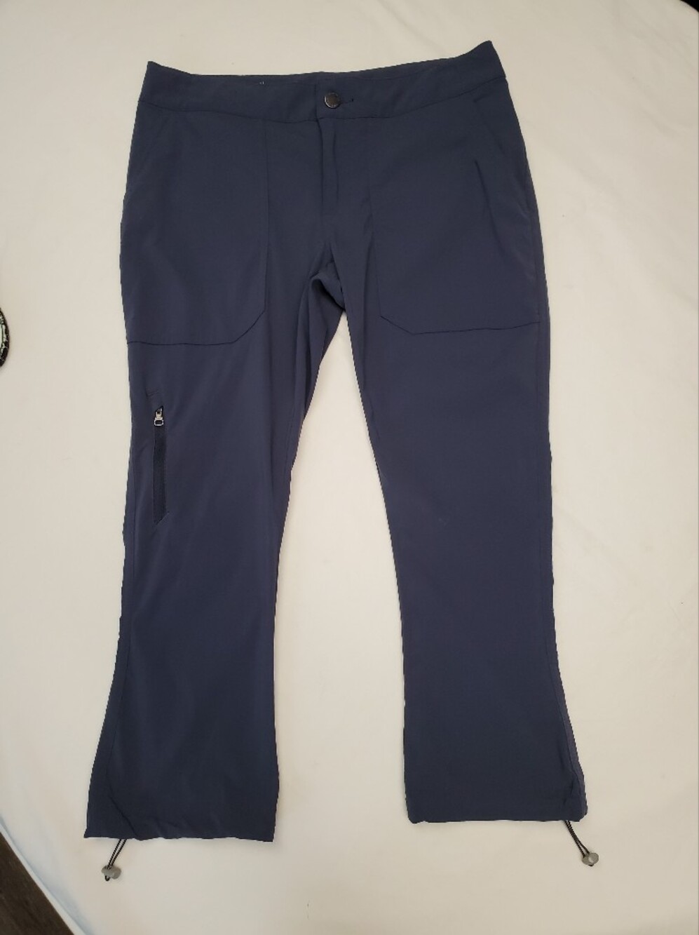 Columbia Sportswear Navy Blue Stretch Nylon Hiking Pants Drawstring Ankle Size 2